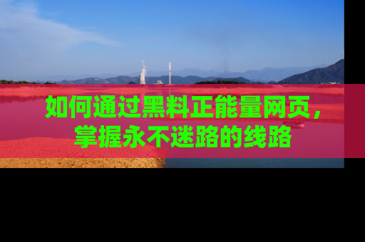 如何通过黑料正能量网页,掌握永不迷路的线路